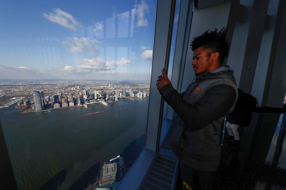Iowa Hawkeyes running back Ivory Kelly-Martin (21) as the team visits the observation deck of the One World Trade Center and the 9/11 Memorial and Museum.