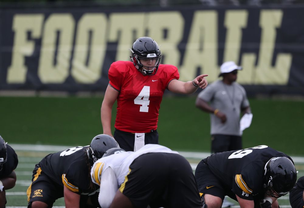 Iowa Hawkeyes quarterback Nathan Stanley (4) during practice No. 4 of Fall Camp Monday, August 6, 2018 at the Hansen Football Performance Center. (Brian Ray/hawkeyesports.com)