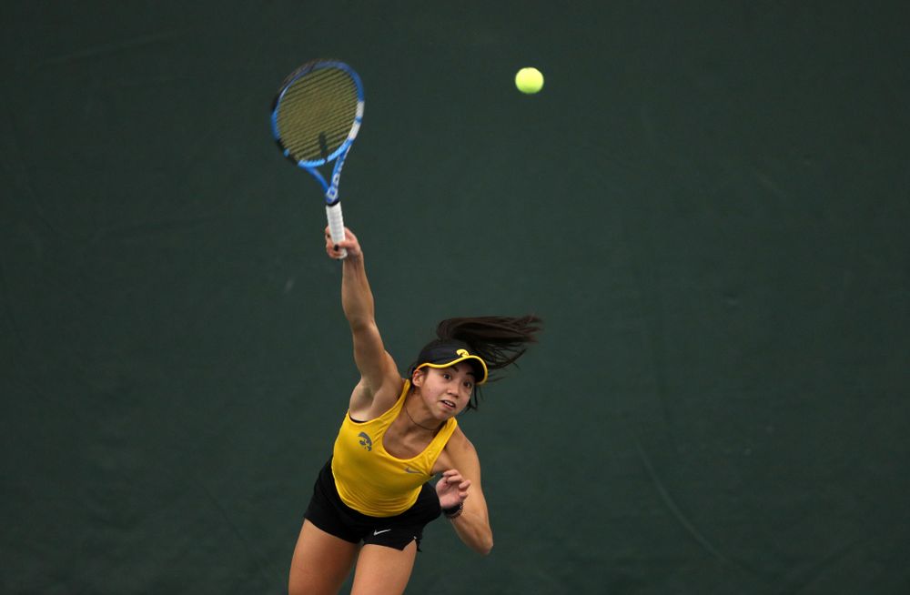 Iowa's Michelle Bacalla against the Iowa State Cyclones Friday, February 8, 2019 at the Hawkeye Tennis and Recreation Complex. (Brian Ray/hawkeyesports.com)
