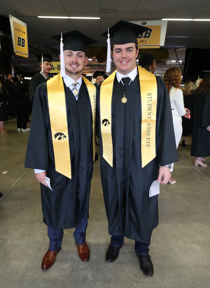 Iowa BaseballÕs Mitch Boe and Luke Farley during the College of Liberal Arts and Sciences spring commencement Saturday, May 11, 2019 at Carver-Hawkeye Arena. (Brian Ray/hawkeyesports.com)
