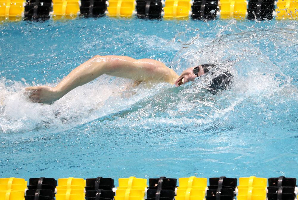 Iowa's Mateusz Arndt swims the second leg of the 800 freestyle relay at the 2019 Big Ten Swimming and Diving meet  Wednesday, February 27, 2019 at the Campus Wellness and Recreation Center. (Brian Ray/hawkeyesports.com)