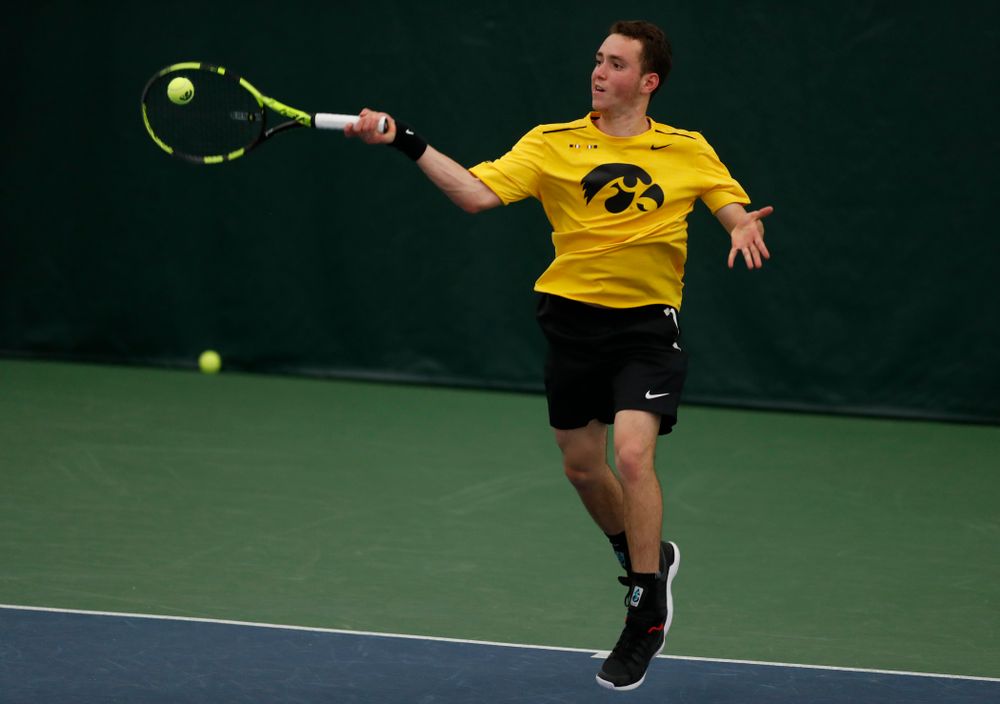 against the Illinois Fighting Illini Saturday, March 31, 2018 at Hawkeye Tennis and Recreation Center. (Brian Ray/hawkeyesports.com)