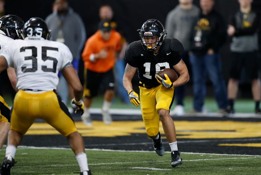 Iowa Hawkeyes defensive back Camron Harrell (10) during spring practice  Saturday, March 31, 2018 at the Hansen Football Performance Center. (Brian Ray/hawkeyesports.com)