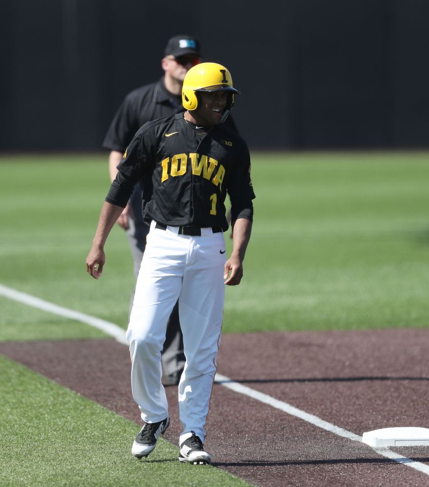 Iowa Hawkeyes infielder Lorenzo Elion (1) during game two against UC Irvine Saturday, May 4, 2019 at Duane Banks Field. (Brian Ray/hawkeyesports.com)