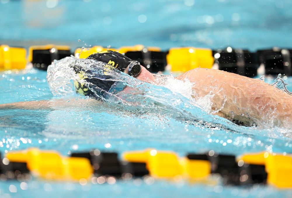 Iowa’s Hannah Burvill swims in the women’s 100 yard freestyle preliminary event during the 2020 Women’s Big Ten Swimming and Diving Championships at the Campus Recreation and Wellness Center in Iowa City on Saturday, February 22, 2020. (Stephen Mally/hawkeyesports.com)