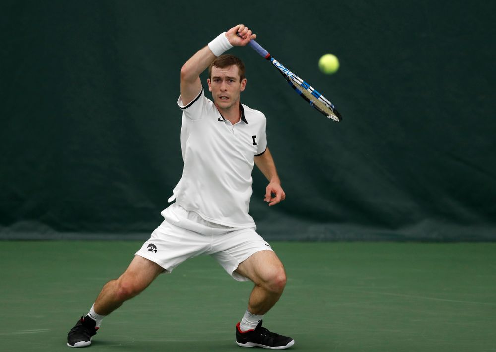 Jake Jacoby against Purdue Sunday, April 15, 2018 at the Hawkeye Tennis and Recreation Center. (Brian Ray/hawkeyesports.com)