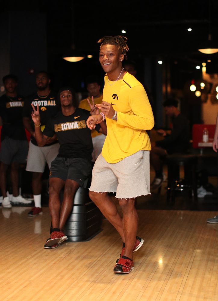 Iowa Hawkeyes wide receiver Brandon Smith (12) during the Players' Night at Splitsville Friday, December 28, 2018 in the Sparkman Wharf area of Tampa, FL.(Brian Ray/hawkeyesports.com)