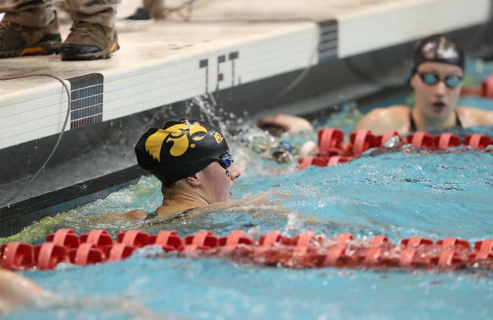 Iowa's Hannah Burvill swims the 50-yard freestyle during the 2019 Women's Big Ten Swimming and Diving meet Thursday, February 21, 2019 in Bloomington, Indiana. (Brian Ray/hawkeyesports.com)
