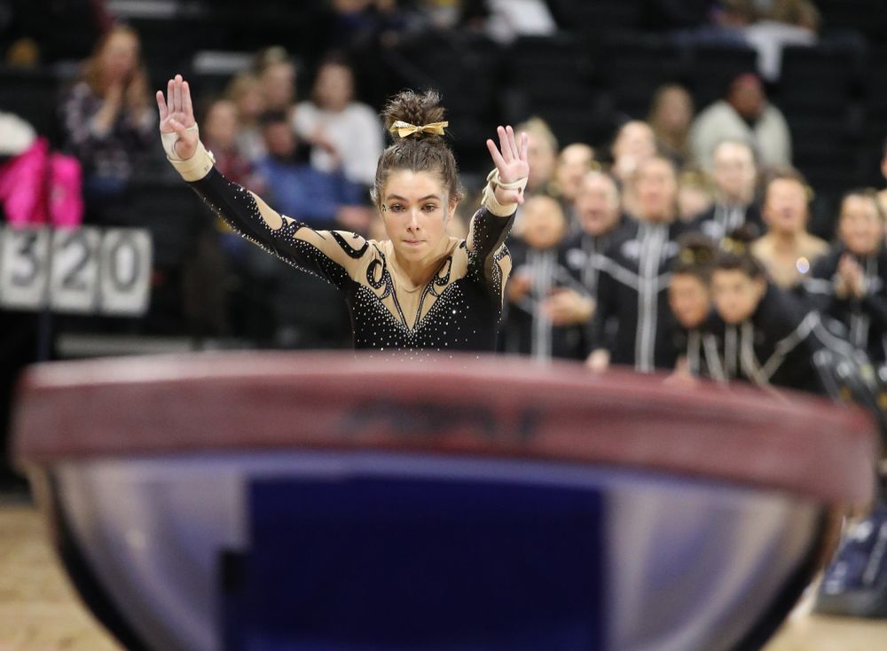 Iowa's Bridget Killian competes on the vault during their meet against Southeast Missouri State Friday, January 11, 2019 at Carver-Hawkeye Arena. (Brian Ray/hawkeyesports.com)