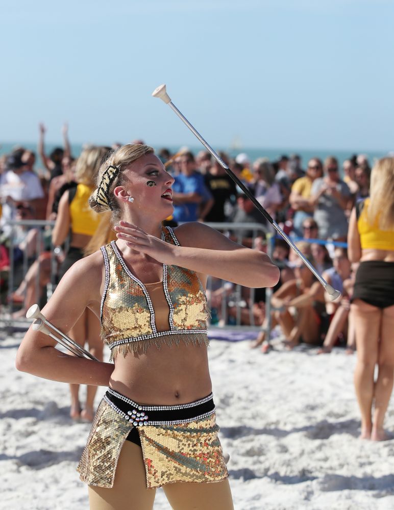 Hawkeye Marching Band Golden Girl Kylene Spanbauer during the Outback Bowl Beach Day Sunday, December 30, 2018 at Clearwater Beach. (Brian Ray/hawkeyesports.com)
