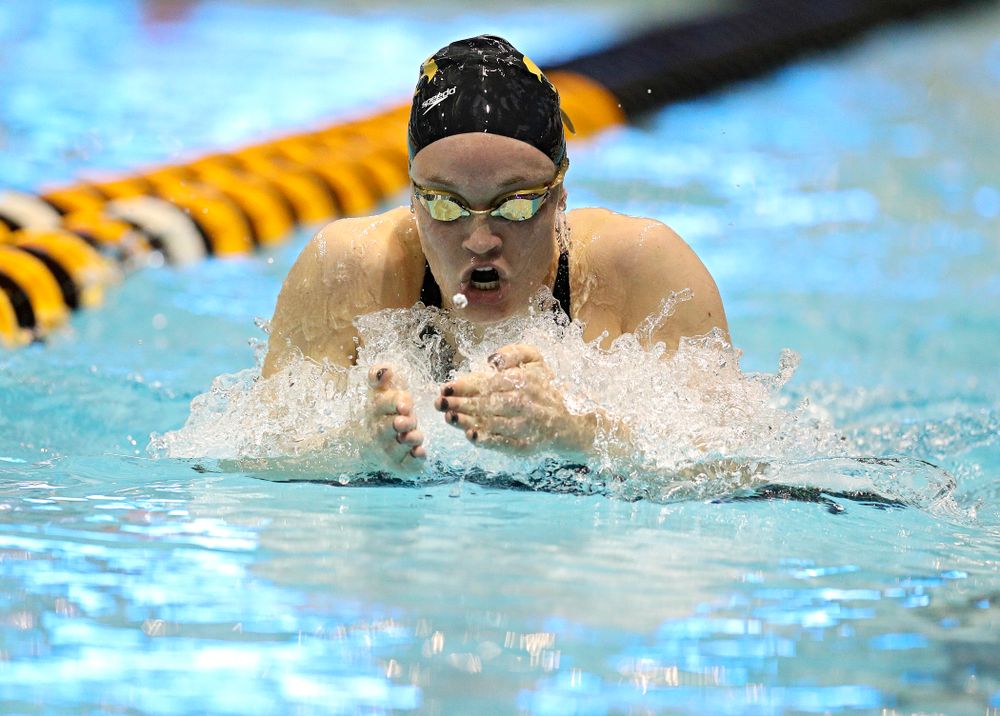 Iowa’s Grace Reeder swims the women’s 400 yard individual medley C final event during the 2020 Women’s Big Ten Swimming and Diving Championships at the Campus Recreation and Wellness Center in Iowa City on Friday, February 21, 2020. (Stephen Mally/hawkeyesports.com)