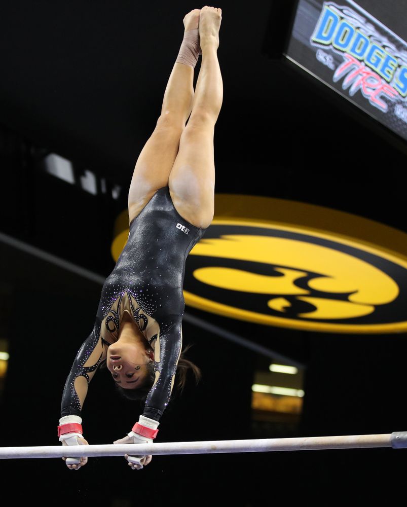Iowa's Clair Kaji competes on the bars during their meet against Southeast Missouri State Friday, January 11, 2019 at Carver-Hawkeye Arena. (Brian Ray/hawkeyesports.com)