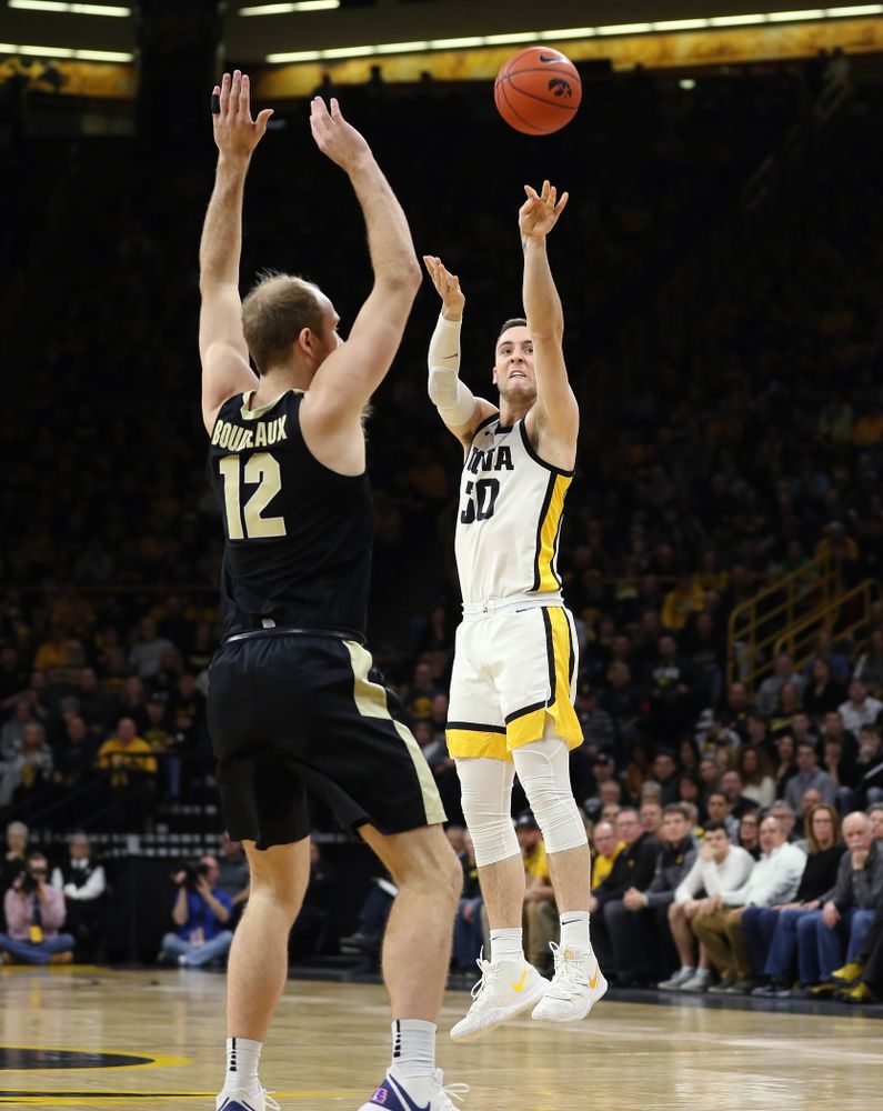 Iowa Hawkeyes guard Connor McCaffery (30) against the Purdue Boilermakers Tuesday, March 3, 2020 at Carver-Hawkeye Arena. (Brian Ray/hawkeyesports.com)