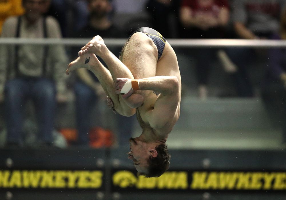 Iowa's Anton Hoherz competes in the finals on the 1-meter springboard on the second day at the 2019 Big Ten Swimming and Diving Championships Thursday, February 28, 2019 at the Campus Wellness and Recreation Center. (Brian Ray/hawkeyesports.com)