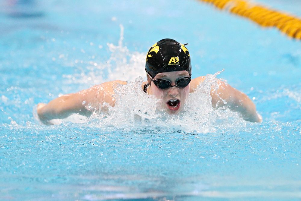 Iowa’s Kelsey Drake swims the women’s 200 yard butterfly consolation final event during the 2020 Women’s Big Ten Swimming and Diving Championships at the Campus Recreation and Wellness Center in Iowa City on Saturday, February 22, 2020. (Stephen Mally/hawkeyesports.com)