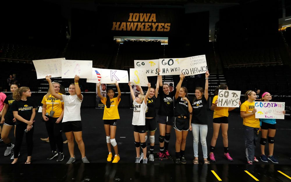 Young fans cheer on the Iowa Hawkeyes before their game against Eastern Illinois Sunday, September 9, 2018 at Carver-Hawkeye Arena. (Brian Ray/hawkeyesports.com)