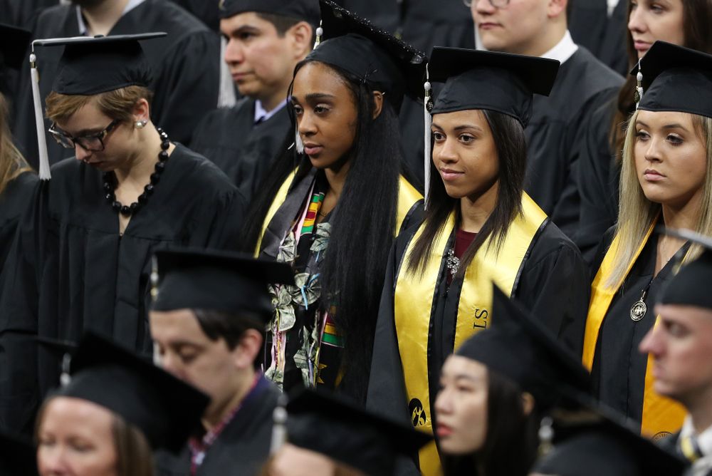 Iowa Track's Alexis Gay and Briana Guillory during the Fall Commencement Ceremony  Saturday, December 15, 2018 at Carver-Hawkeye Arena. (Brian Ray/hawkeyesports.com)
