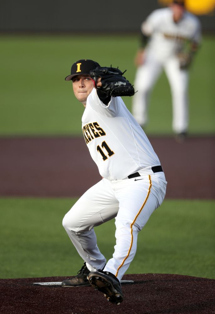 Iowa Hawkeyes Cole McDonald (11) during game one against UC Irvine Friday, May 3, 2019 at Duane Banks Field. (Brian Ray/hawkeyesports.com)