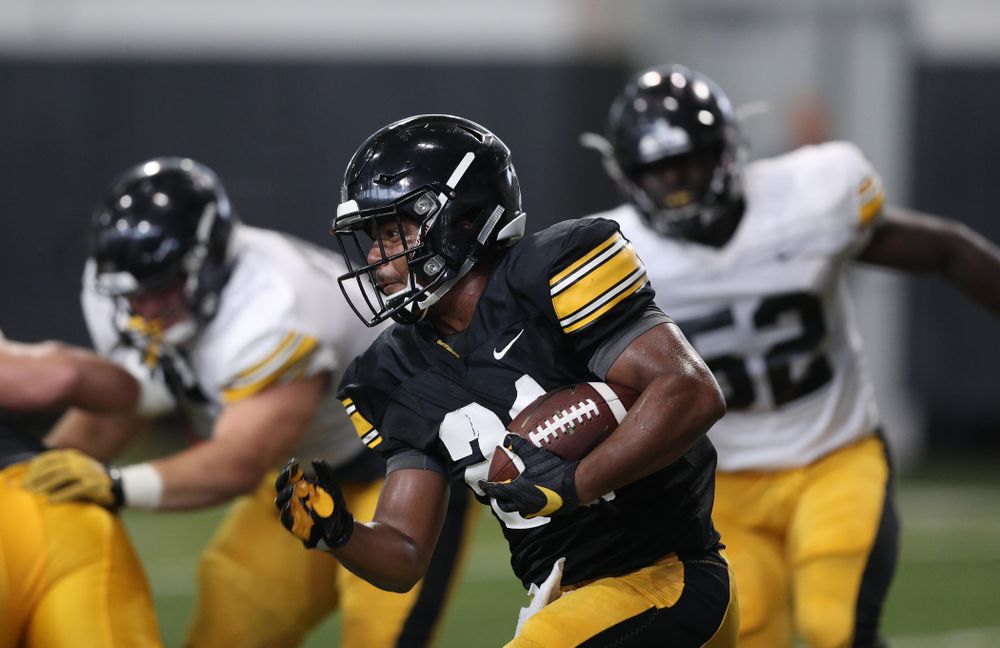 Iowa Hawkeyes running back Ivory Kelly-Martin (21) During Fall Camp Practice No. 6 Thursday, August 8, 2019 at the Ronald D. and Margaret L. Kenyon Football Practice Facility. (Brian Ray/hawkeyesports.com)