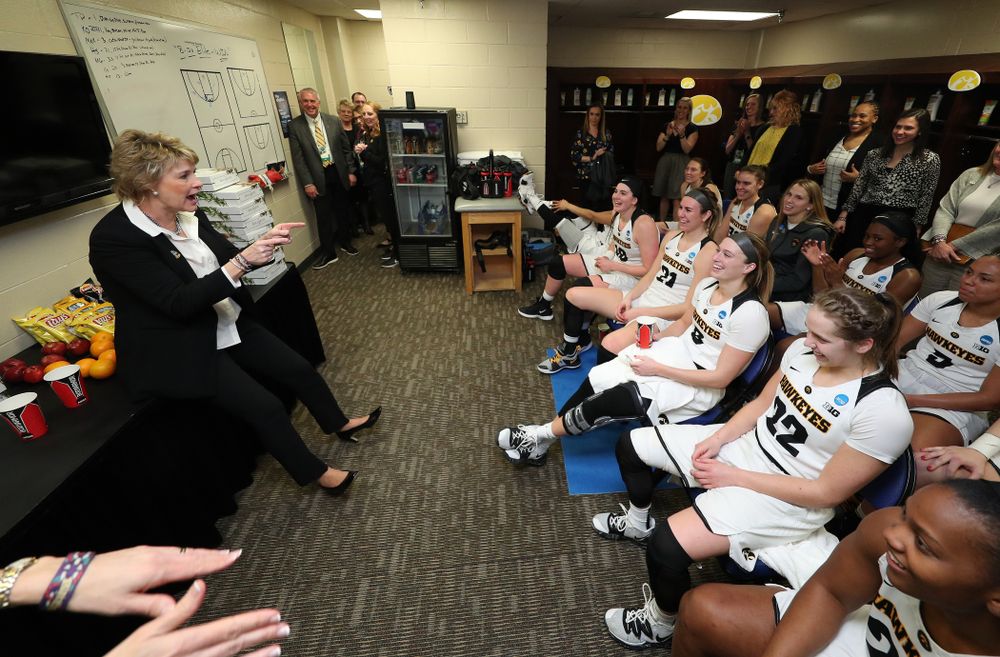 Iowa Hawkeyes head coach Lisa Bluder against the NC State Wolfpack in the regional semi-final of the 2019 NCAA Women's College Basketball Tournament Saturday, March 30, 2019 at Greensboro Coliseum in Greensboro, NC.(Brian Ray/hawkeyesports.com)