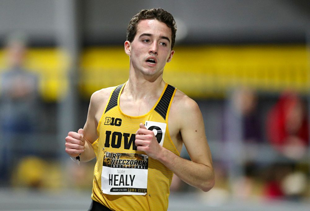 Iowa’s Noah Healy runs the men’s 3000 meter run premier event during the Larry Wieczorek Invitational at the Recreation Building in Iowa City on Saturday, January 18, 2020. (Stephen Mally/hawkeyesports.com)