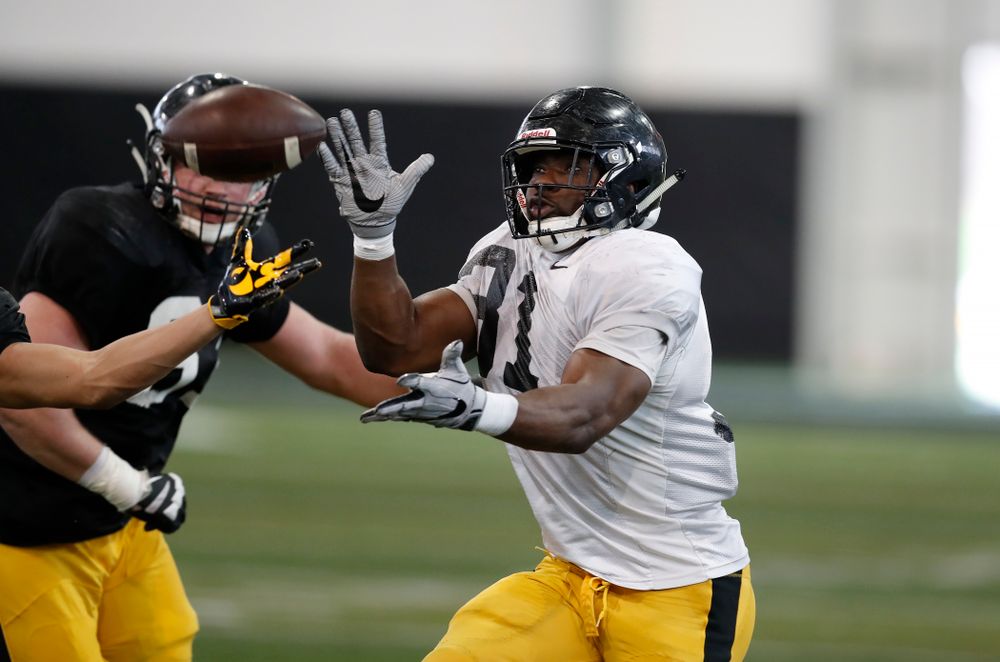 Iowa Hawkeyes linebacker Aaron Mends (31) during spring practice  Saturday, March 31, 2018 at the Hansen Football Performance Center. (Brian Ray/hawkeyesports.com)
