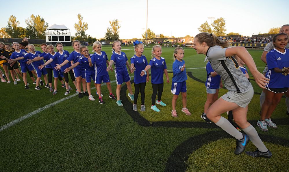 Iowa forward Jenny Cape (19) is introduced before their match at the Iowa Soccer Complex in Iowa City on Friday, Sep 13, 2019. (Stephen Mally/hawkeyesports.com)