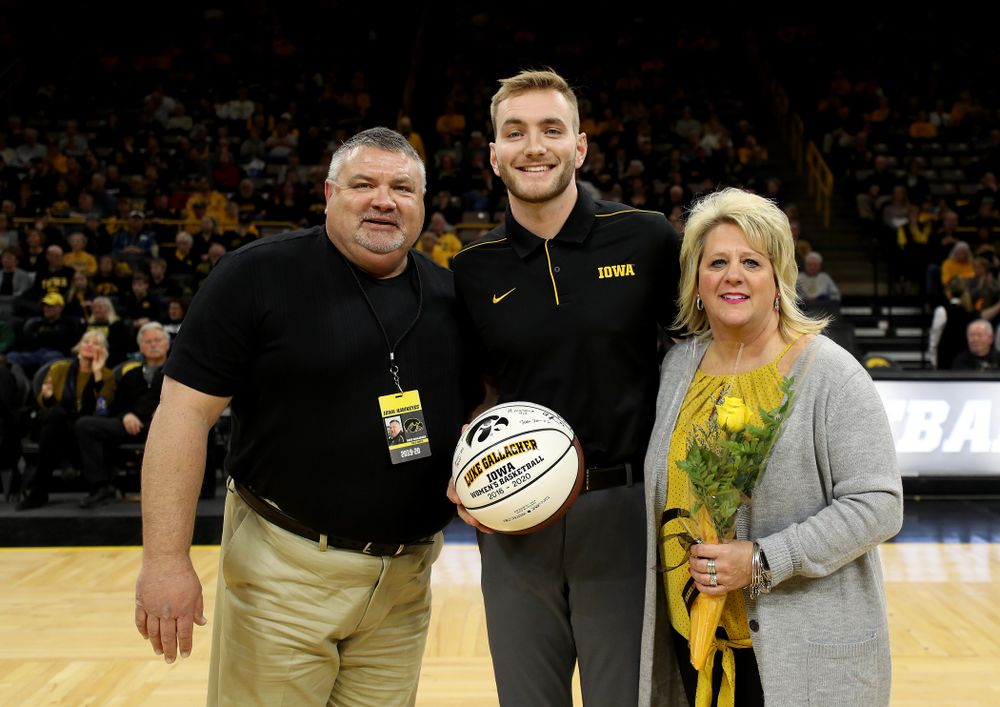 Iowa Women’s Basketball Manager Luke Gallagher during senior day activities following their win over the Minnesota Golden Gophers Thursday, February 27, 2020 at Carver-Hawkeye Arena. (Brian Ray/hawkeyesports.com)