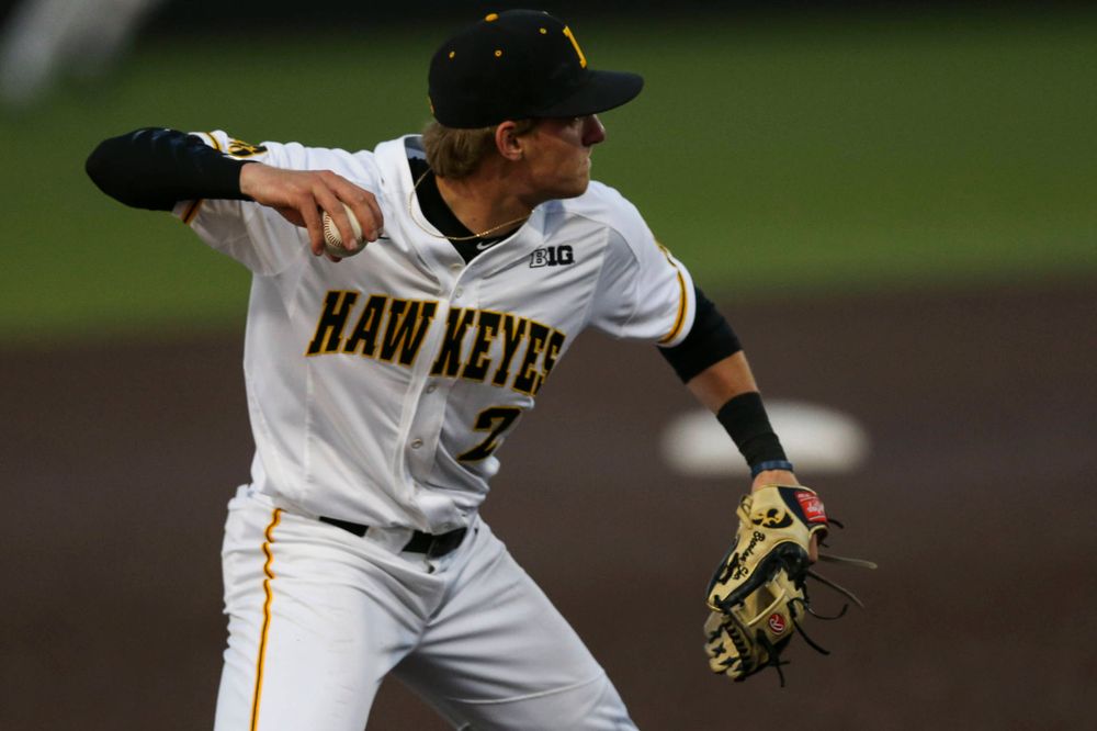 Iowa infielder Brendan Sher  at baseball vs Milwaukee on Tuesday, April 23, 2019 at Duane Banks Field. (Lily Smith/hawkeyesports.com)