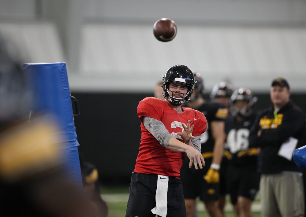 Iowa Hawkeyes quarterback Peyton Mansell (2) during preparation for the 2019 Outback Bowl Monday, December 17, 2018 at the Hansen Football Performance Center. (Brian Ray/hawkeyesports.com)