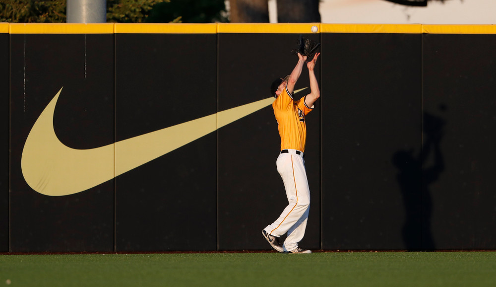 Iowa Hawkeyes outfielder Robert Neustrom (44) against the Penn State Nittany Lions Saturday, May 19, 2018 at Duane Banks Field. (Brian Ray/hawkeyesports.com)