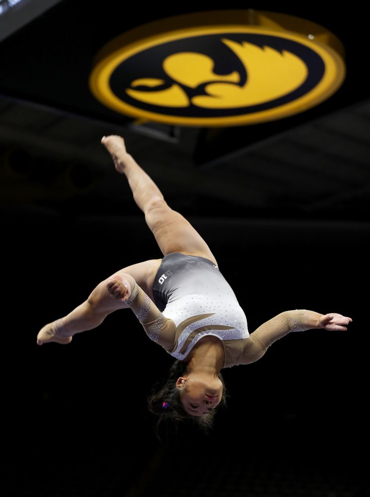 IowaÕs Clair Kaji competes on the beam against Ball State and Air Force Saturday, January 11, 2020 at Carver-Hawkeye Arena. (Brian Ray/hawkeyesports.com)