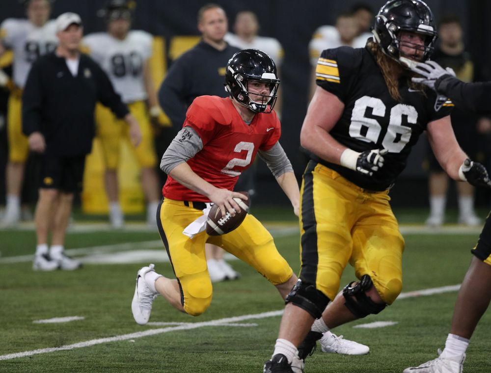 Iowa Hawkeyes quarterback Peyton Mansell (2) during preparation for the 2019 Outback Bowl Wednesday, December 19, 2018 at the Hansen Football Performance Center. (Brian Ray/hawkeyesports.com)