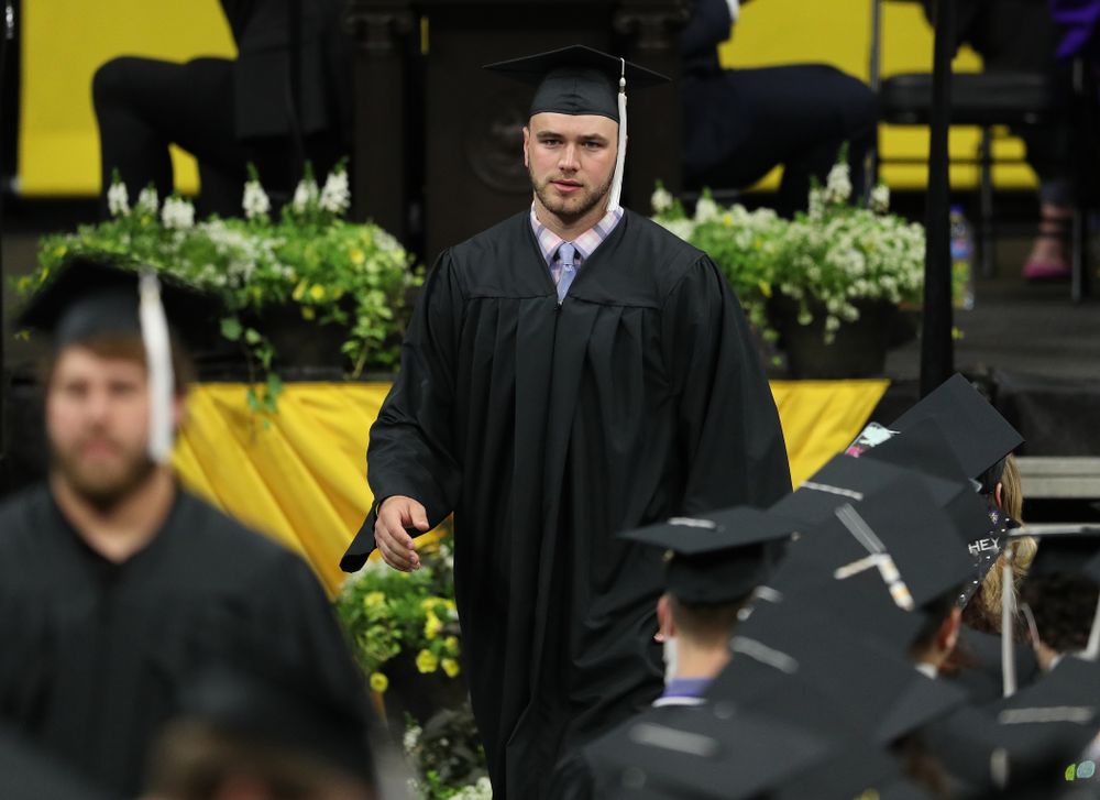 Hawkeye FootballÕs Colten Rastetter during the College of Liberal Arts and Sciences spring commencement Saturday, May 11, 2019 at Carver-Hawkeye Arena. (Brian Ray/hawkeyesports.com)