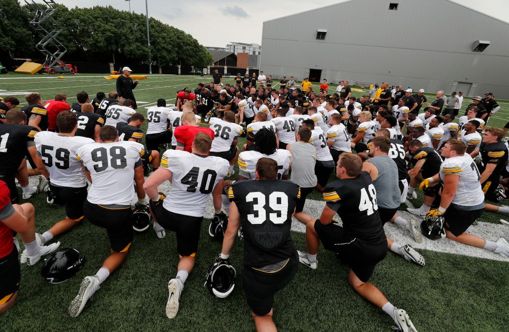 Iowa Hawkeyes head coach Kirk Ferentz during the third practice of fall camp Sunday, August 5, 2018 at the Kenyon Football Practice Facility. (Brian Ray/hawkeyesports.com)