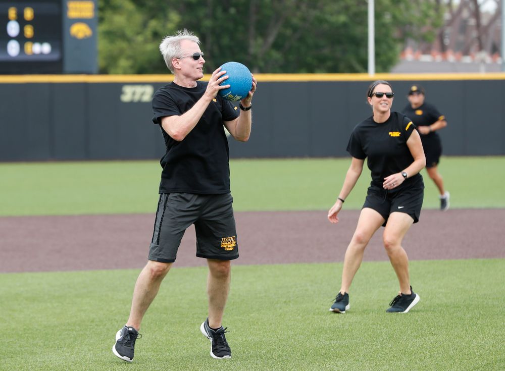 Head Swimming and Diving Coach Marc Long during the Iowa Student Athlete Kickoff Kickball game  Sunday, August 19, 2018 at Duane Banks Field. (Brian Ray/hawkeyesports.com)