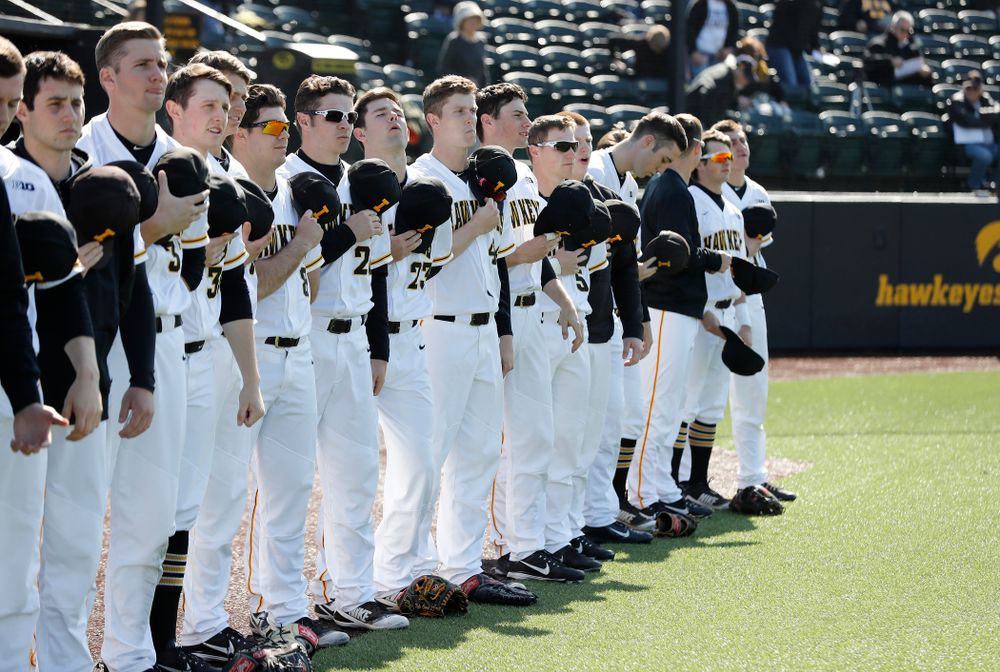 The Iowa Hawkeyes against Northern Illinois Tuesday, April 17, 2018 at Duane Banks Field. (Brian Ray/hawkeyesports.com)