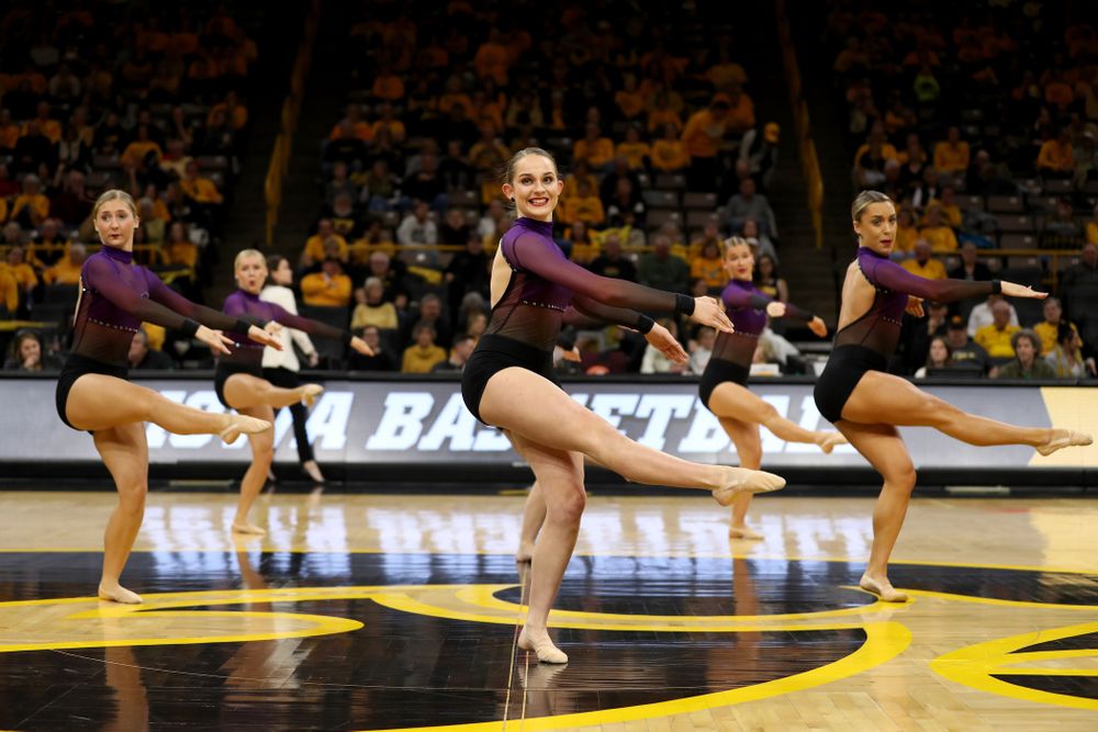 The Iowa Dance Team performs their Jazz Routine at halftime of the Iowa Hawkeyes game against Maryland Thursday, January 9, 2020 at Carver-Hawkeye Arena. (Brian Ray/hawkeyesports.com)