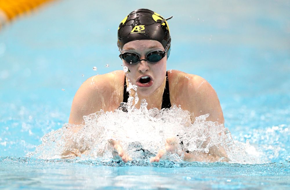 Iowa’s Kelsey Drake swims the women’s 200 yard individual medley C finals event during the 2020 Women’s Big Ten Swimming and Diving Championships at the Campus Recreation and Wellness Center in Iowa City on Thursday, February 20, 2020. (Stephen Mally/hawkeyesports.com)