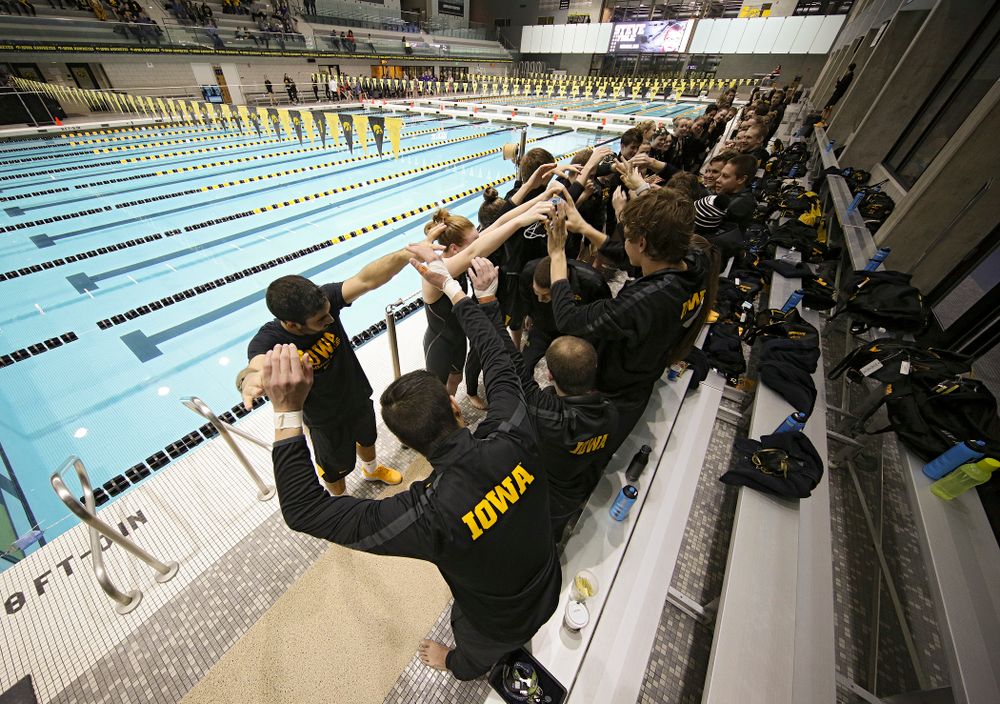 Iowa’s Steve Fiolic is honored on senior day before their meet at the Campus Recreation and Wellness Center in Iowa City on Friday, February 7, 2020. (Stephen Mally/hawkeyesports.com)