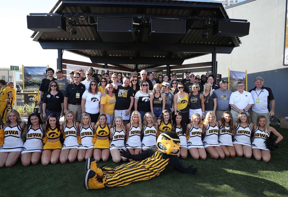 The Iowa Spirit Squad with the families of the Hawkeye Football players during the Hawkeye Huddle Monday, December 31, 2018 at Sparkman Wharf in Tampa, FL. (Brian Ray/hawkeyesports.com)