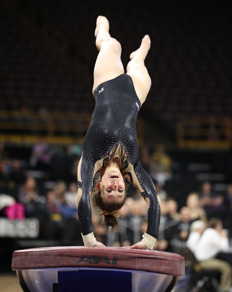 Iowa's Bridget Killian competes on the vault during their meet against Southeast Missouri State Friday, January 11, 2019 at Carver-Hawkeye Arena. (Brian Ray/hawkeyesports.com)