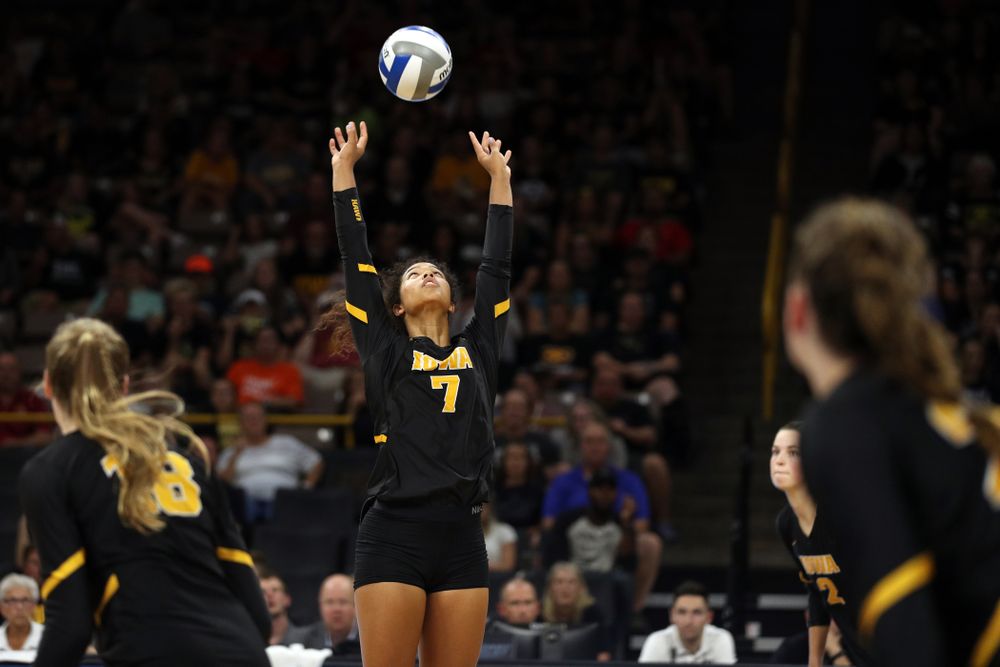 against the Iowa State Cyclones Saturday, September 21, 2019 at Carver-Hawkeye Arena. (Brian Ray/hawkeyesports.com)