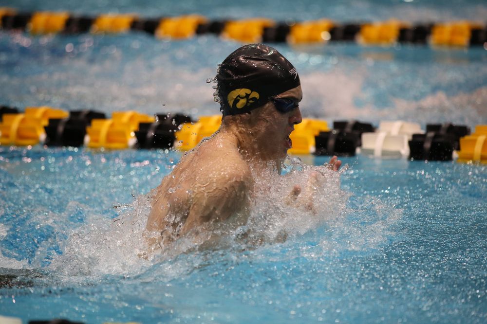 Iowa's Aleksey Tarasenko at the 200-yard freestyle race  Friday, March 1, 2019 at the Campus Recreation and Wellness Center. (Lily Smith/hawkeyesports.com)