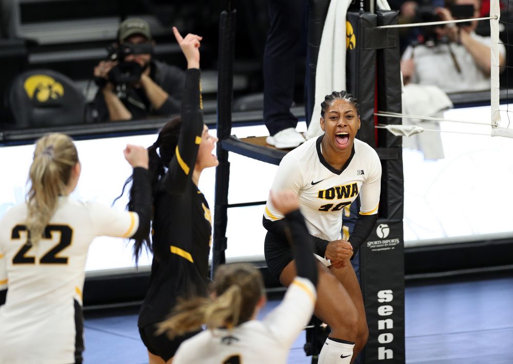 Iowa Hawkeyes outside hitter Griere Hughes (10) against Penn State Friday, November 1, 2019 at Carver Hawkeye Arena. (Brian Ray/hawkeyesports.com)