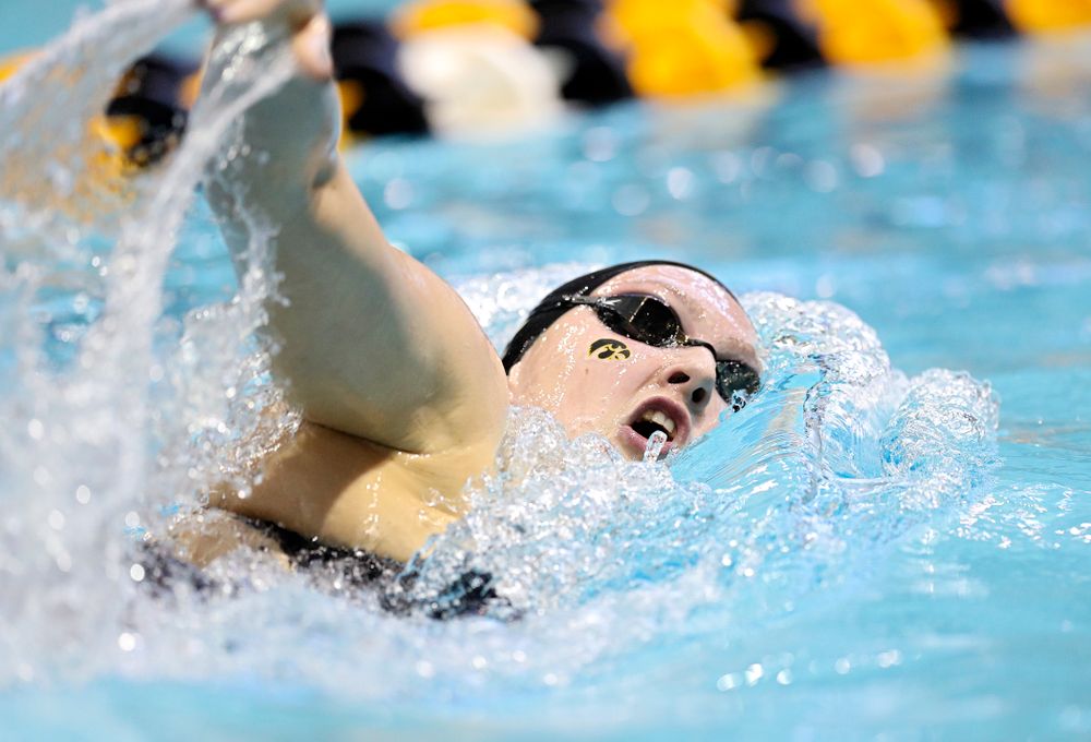 Iowa’s Emilia Sansome swims the women’s 400 yard individual medley preliminary event during the 2020 Women’s Big Ten Swimming and Diving Championships at the Campus Recreation and Wellness Center in Iowa City on Friday, February 21, 2020. (Stephen Mally/hawkeyesports.com)