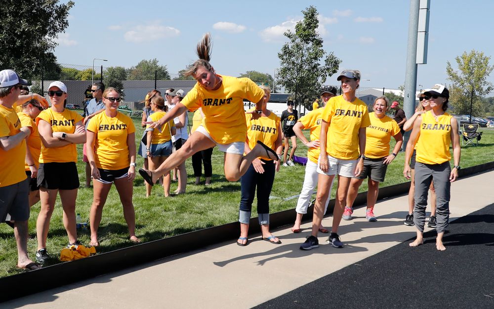 Former field hockey players celebrate following the Iowa Hawkeyes game against Indiana Sunday, September 16, 2018 at Grant Field. (Brian Ray/hawkeyesports.com)