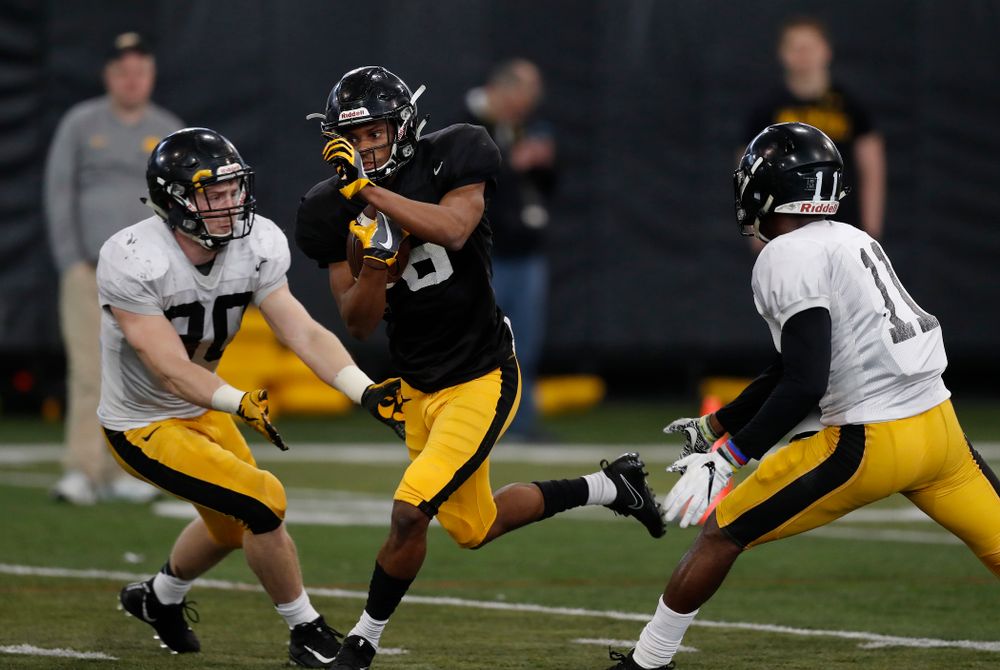 Iowa Hawkeyes wide receiver Ihmir Smith-Marsette (6) during spring practice Wednesday, March 28, 2018 at the Hansen Football Performance Center.  (Brian Ray/hawkeyesports.com)